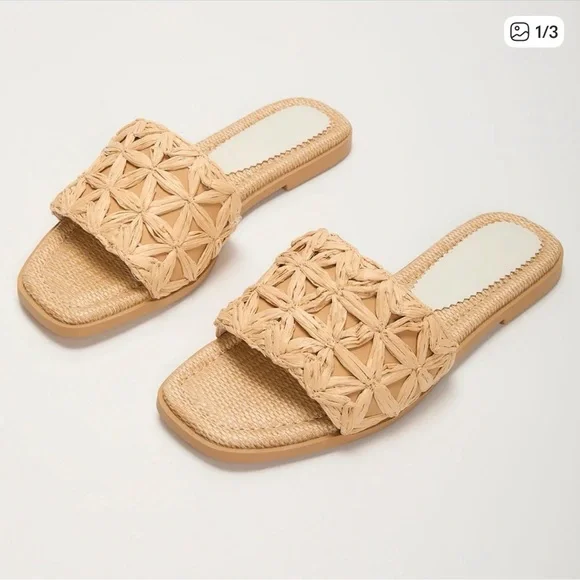 Vici | Selenah Woven Raffia Flat Sandals - Picture 1 of 6